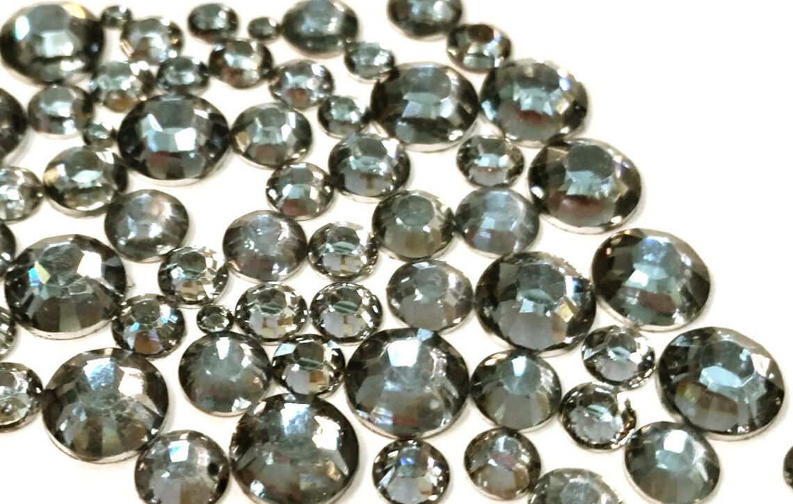 Grey Crystal Strasssteine, SS4 Black Diamond